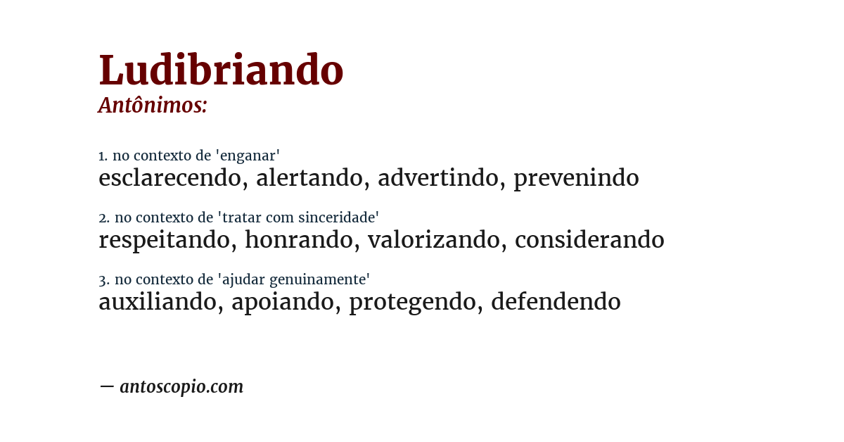Antônimo de ludibriando