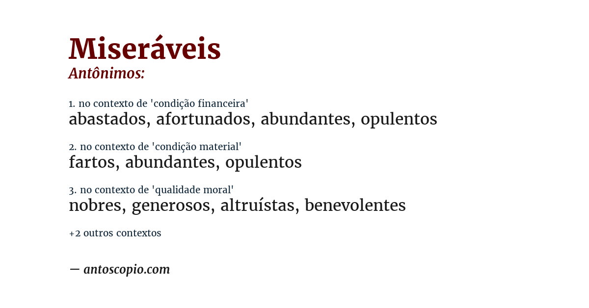Antônimo de miseráveis