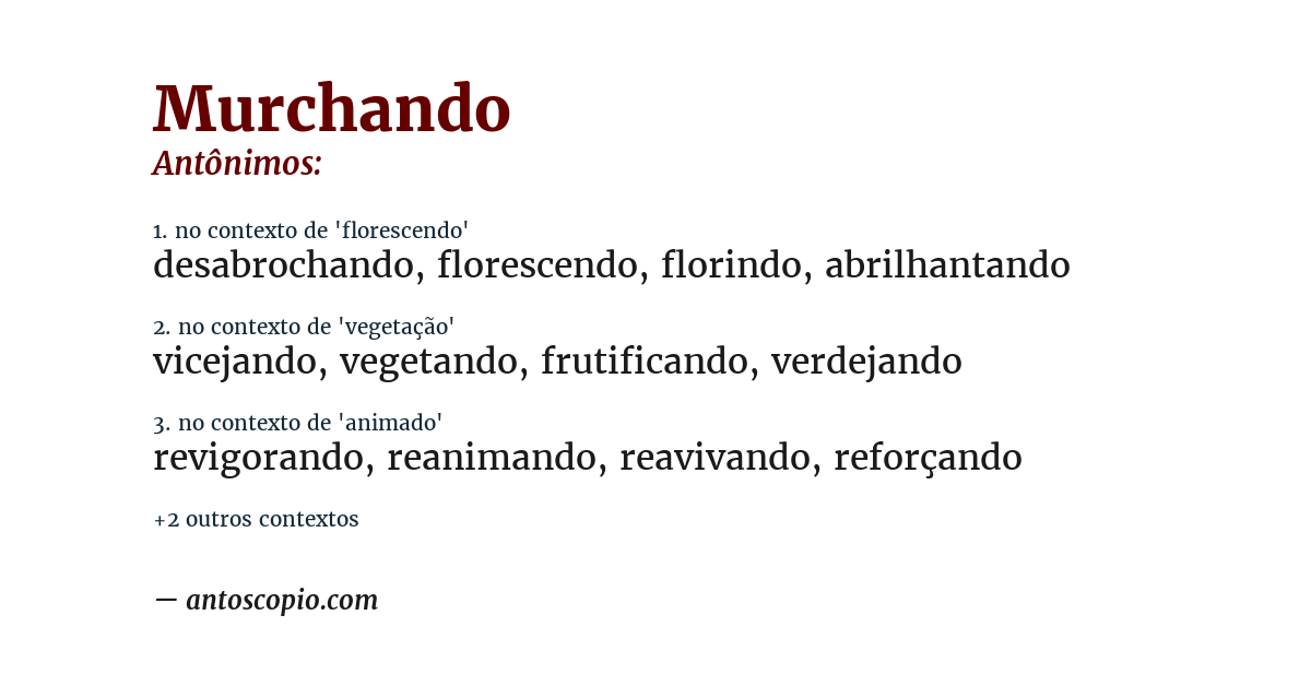Antônimo de murchando