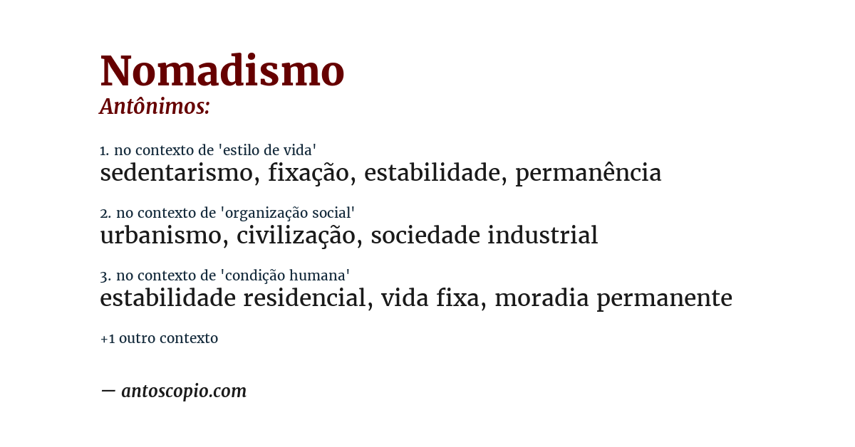Antônimo de nomadismo