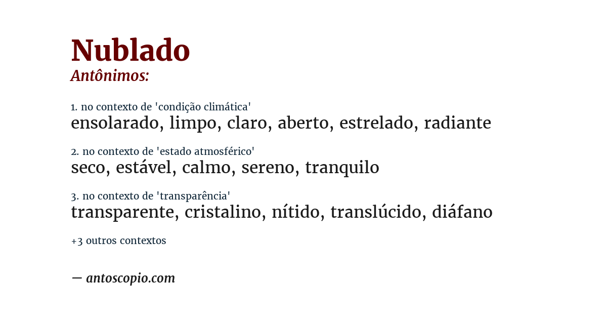 Antônimo de nublado