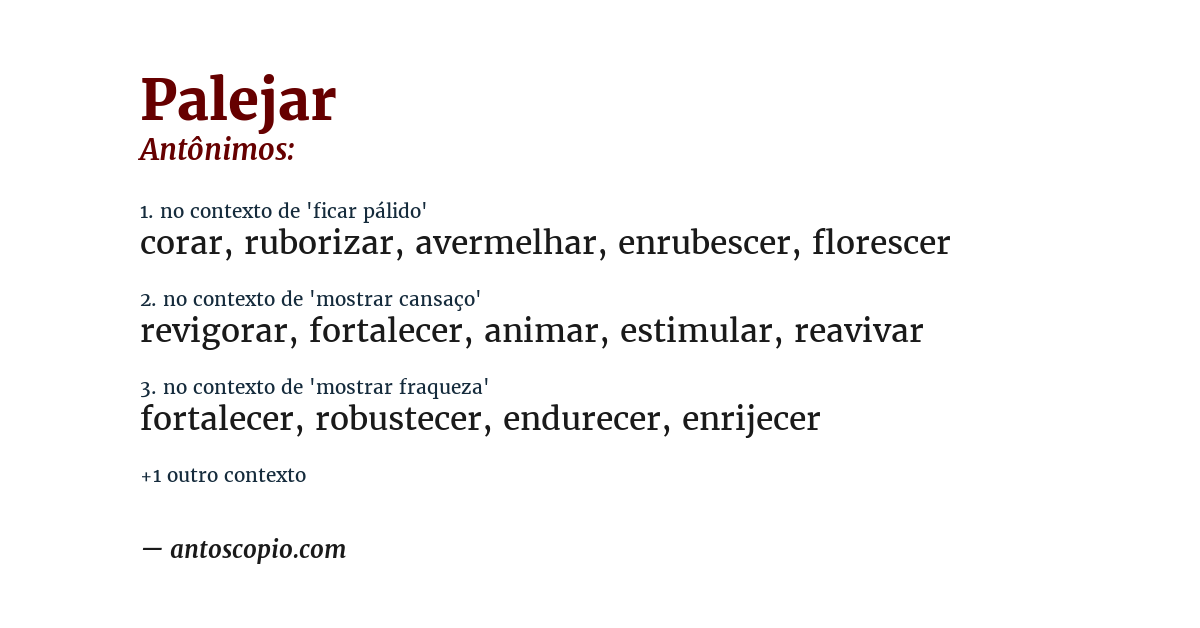 Antônimo de palejar