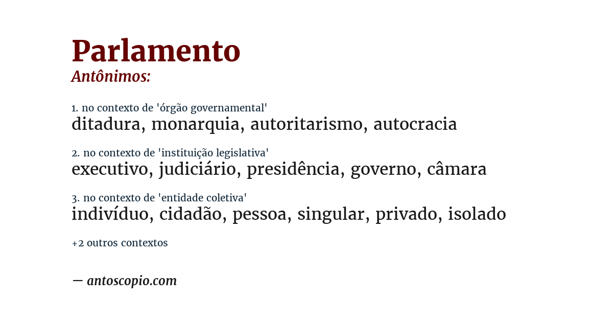 Antônimo de parlamento