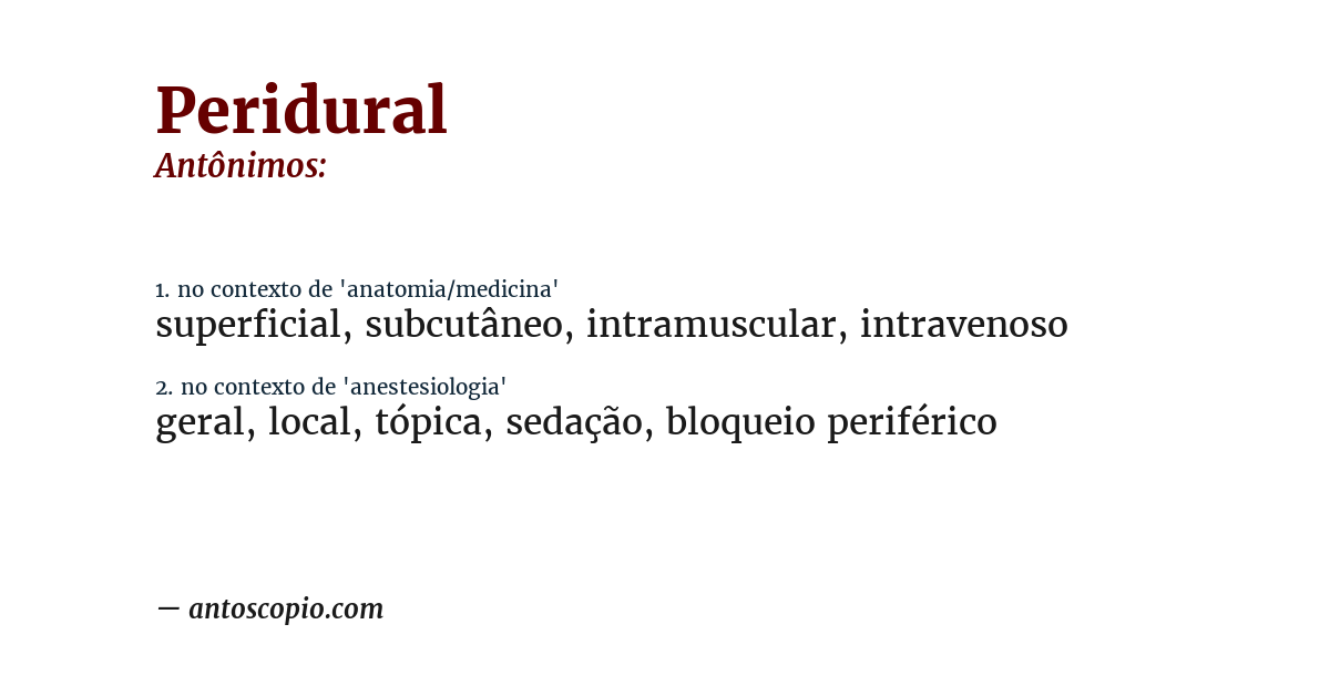 Antônimo de peridural