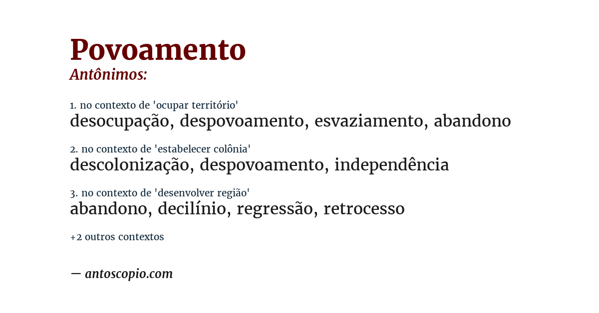 Antônimo de povoamento