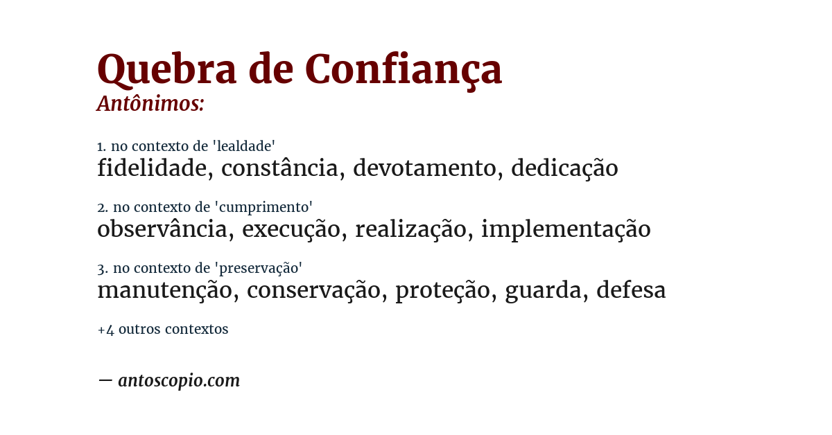 Antônimo de quebra de confiança