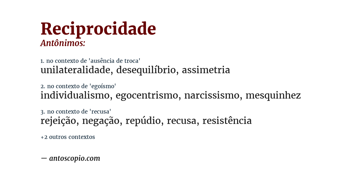 Antônimo de reciprocidade