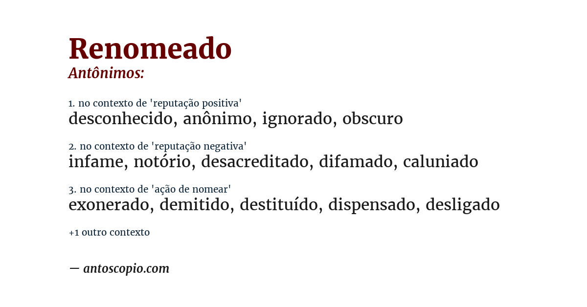 Antônimo de renomeado