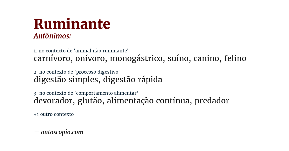 Antônimo de ruminante