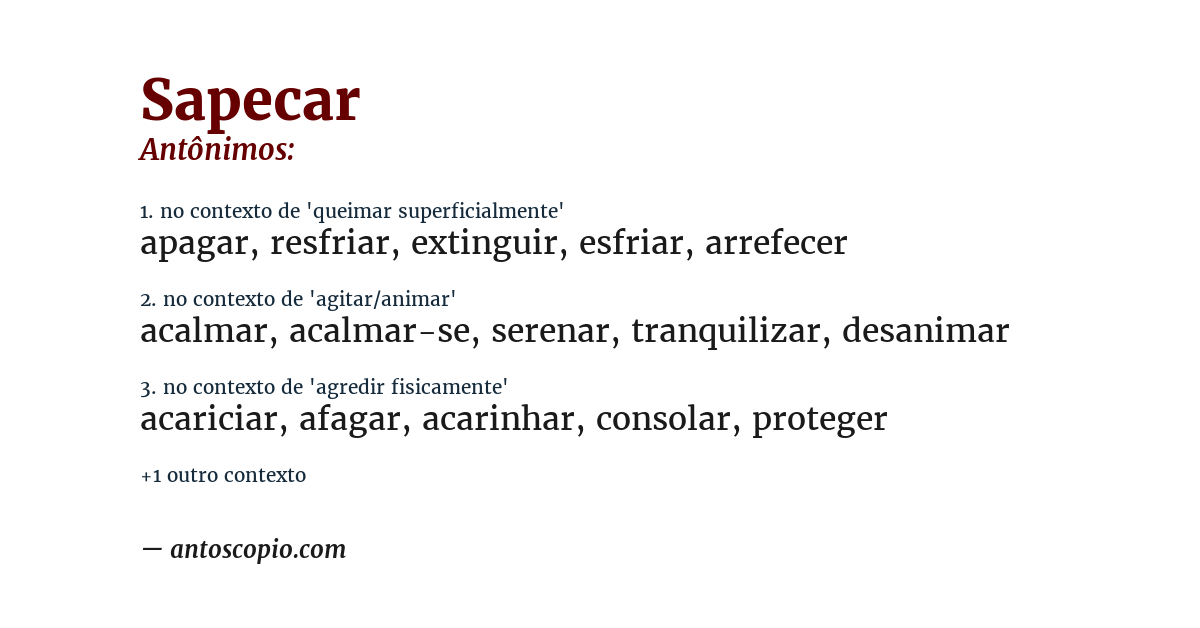 Antônimo de sapecar