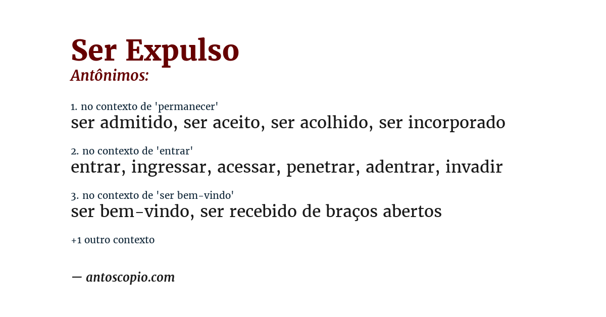 Antônimo de ser expulso