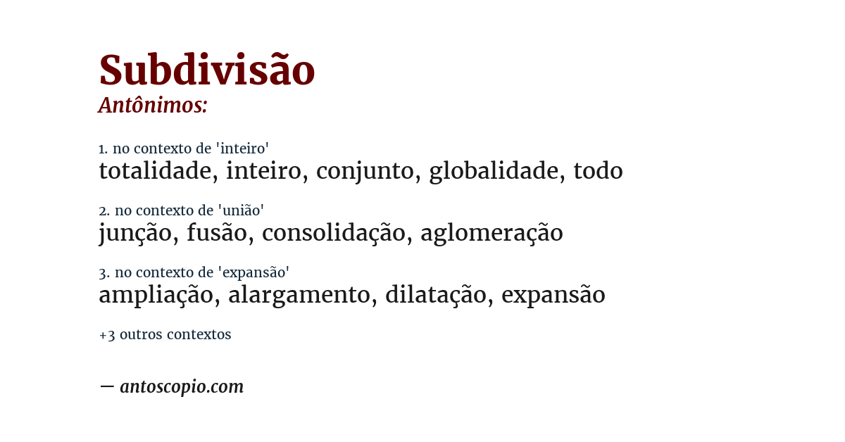 Antônimo de subdivisão