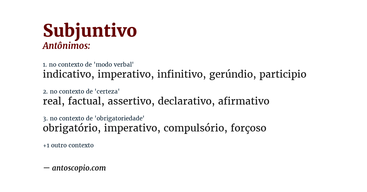 Antônimo de subjuntivo