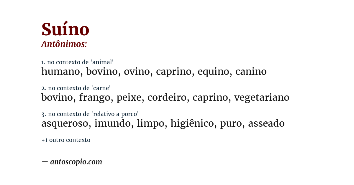 Antônimo de suíno