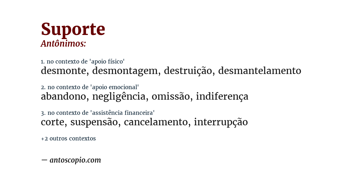 Antônimo de suporte