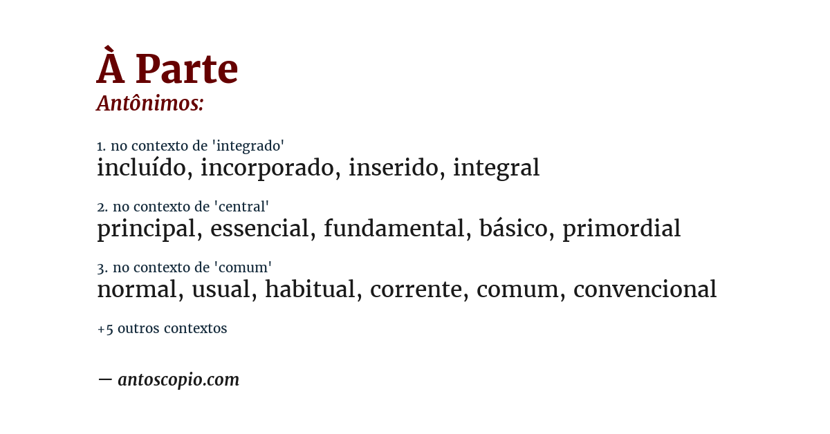 Antônimo de à parte