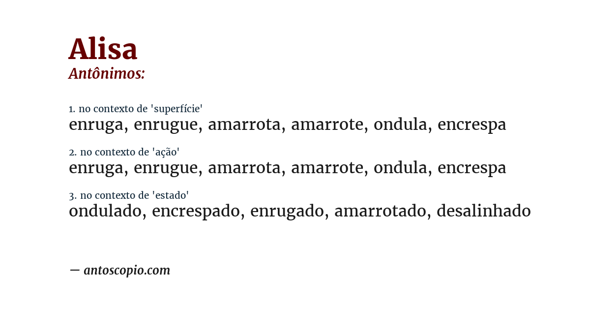 Antônimo de alisa