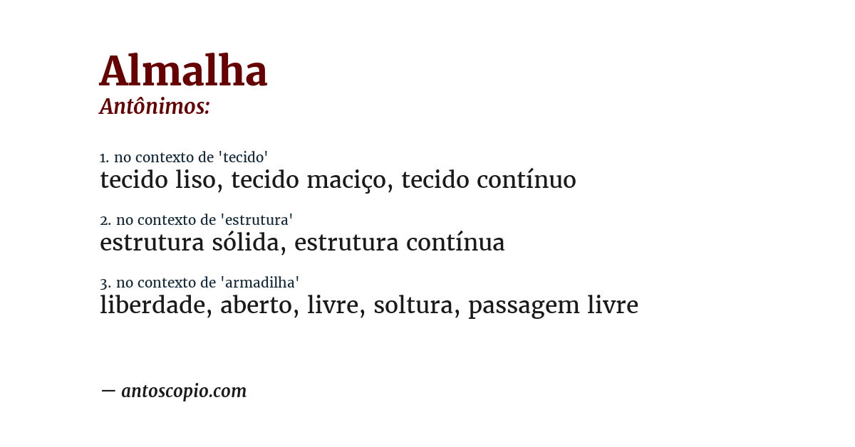 Antônimo de almalha