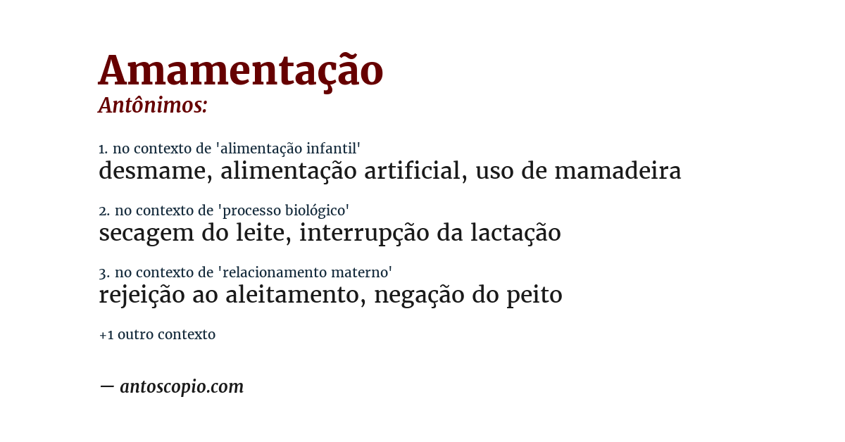 Antônimo de amamentação