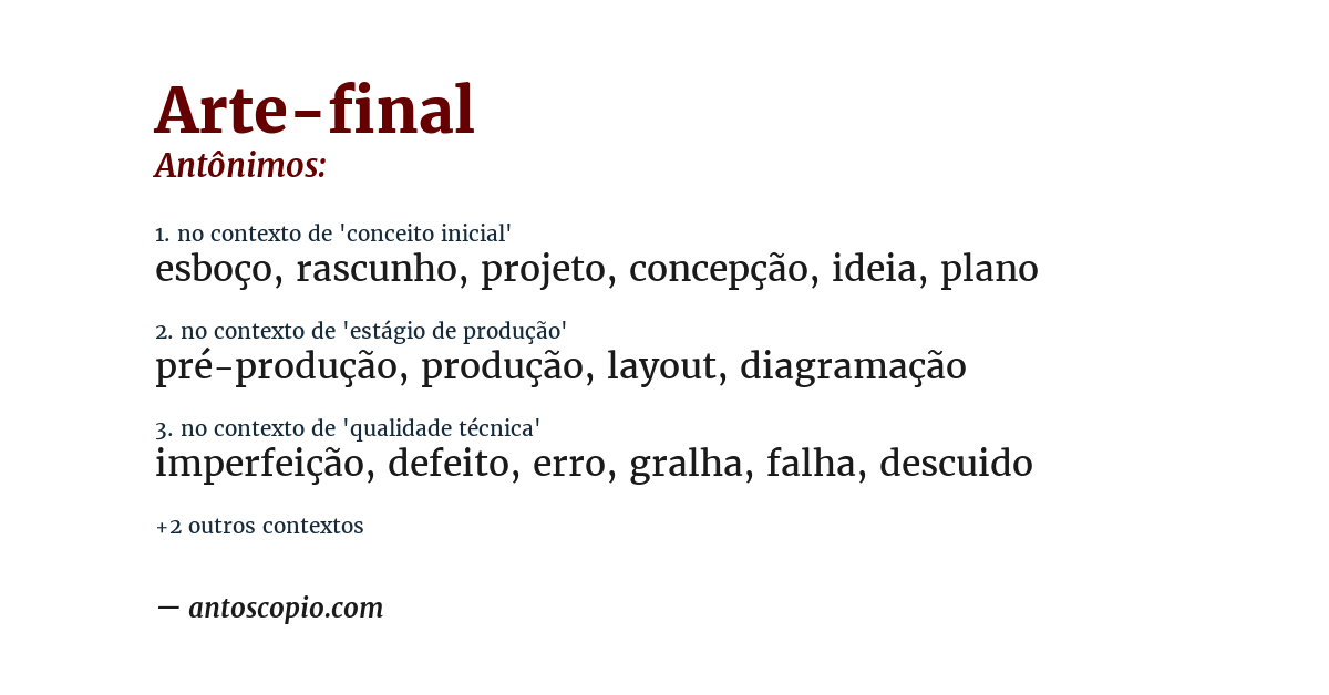 Antônimo de arte-final