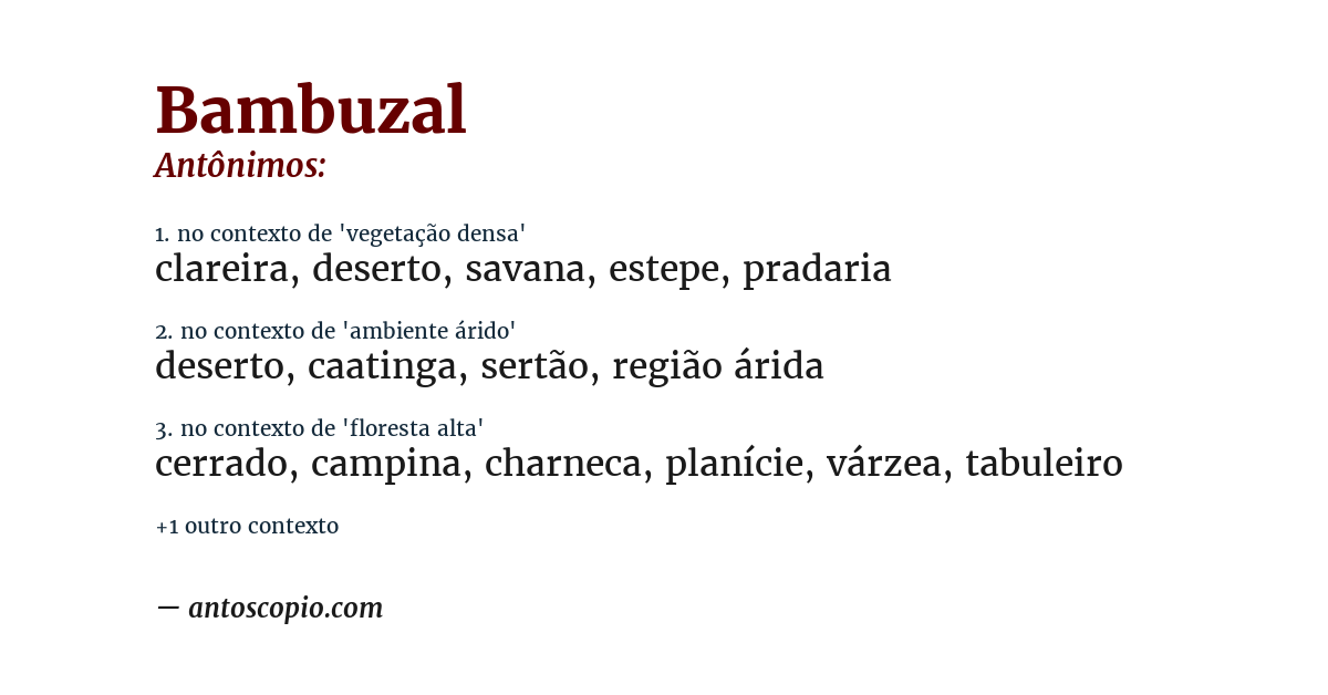 Antônimo de bambuzal