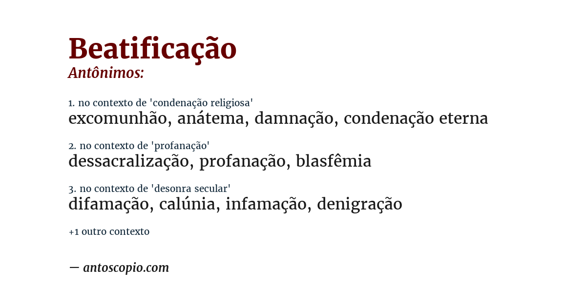 Antônimo de beatificação