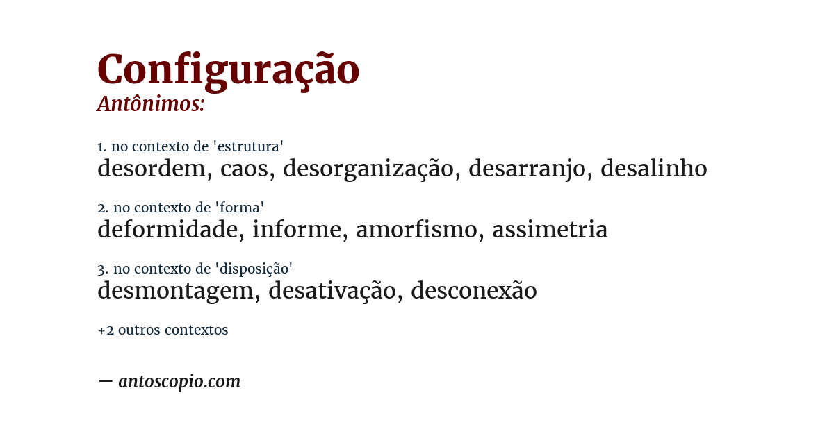 Antônimo de configuração
