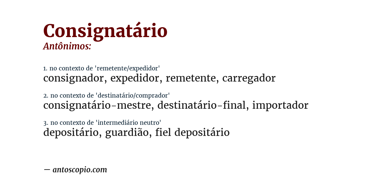 Antônimo de consignatário
