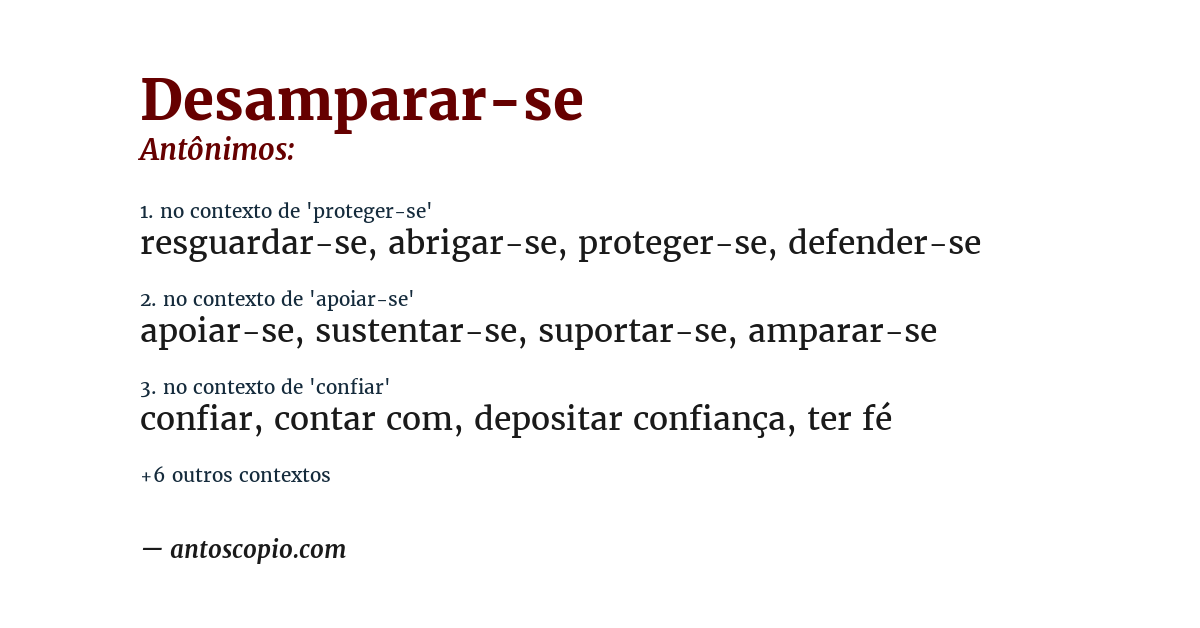 Antônimo de desamparar-se