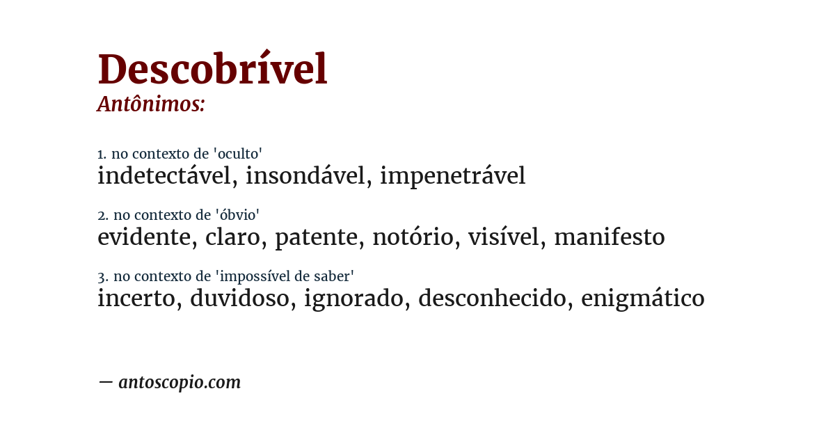Antônimo de descobrível