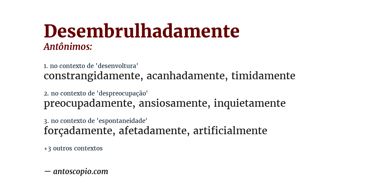Antônimo de desembrulhadamente