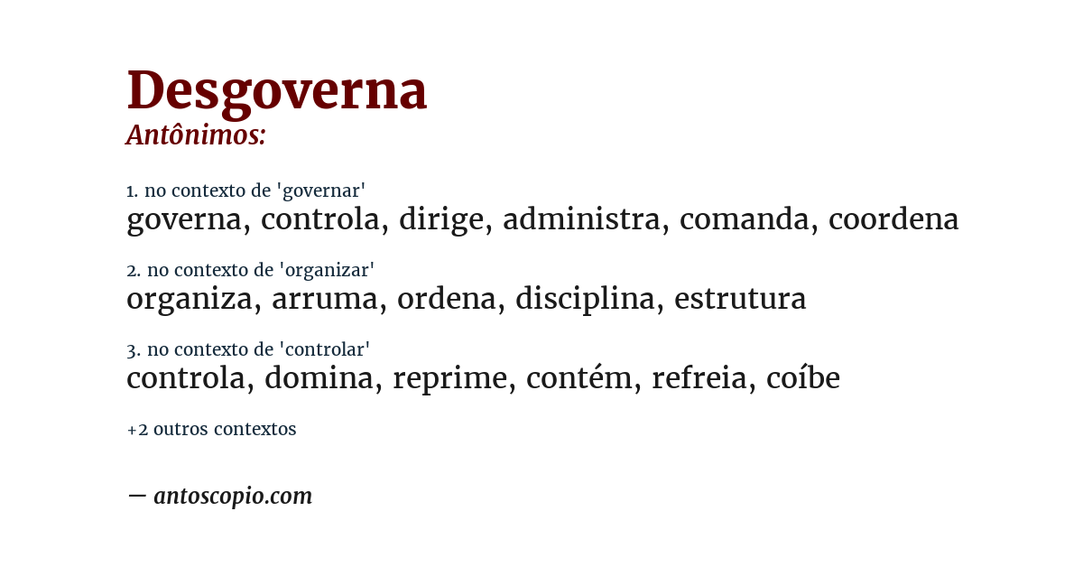 Antônimo de desgoverna