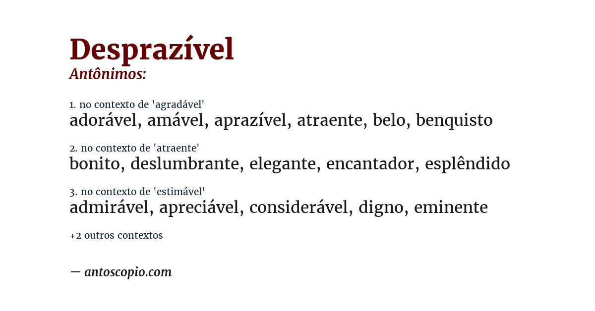 Antônimo de desprazível