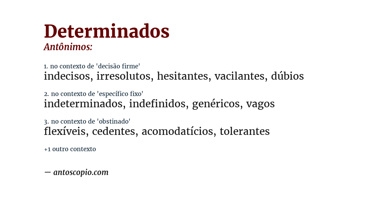 Antônimo de determinados