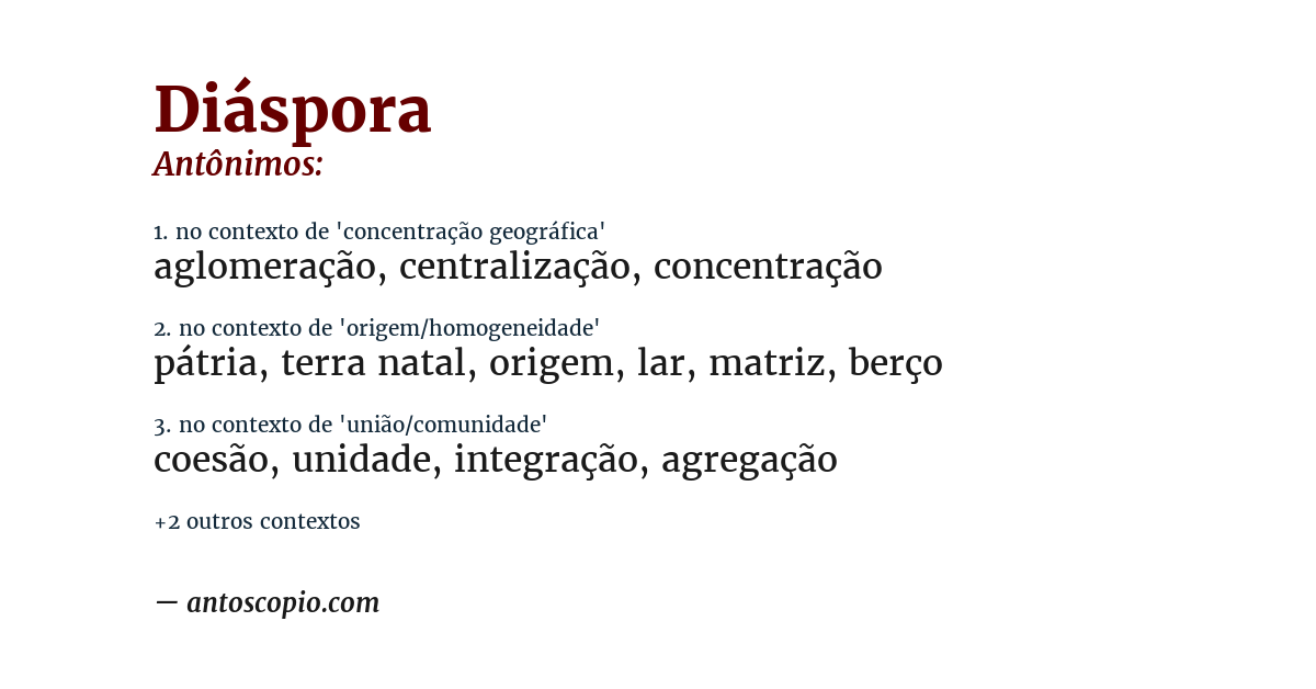 Antônimo de diáspora