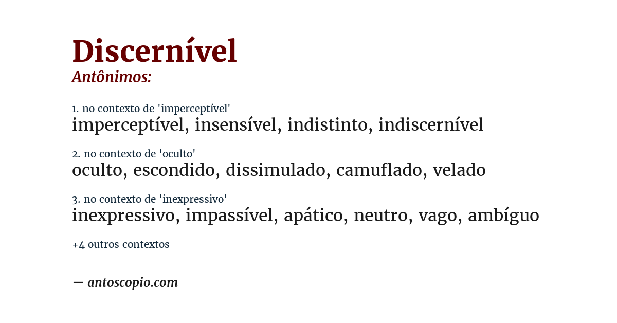 Antônimo de discernível