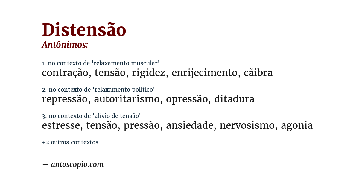 Antônimo de distensão