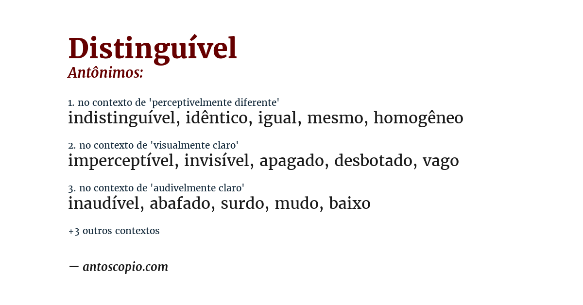 Antônimo de distinguível