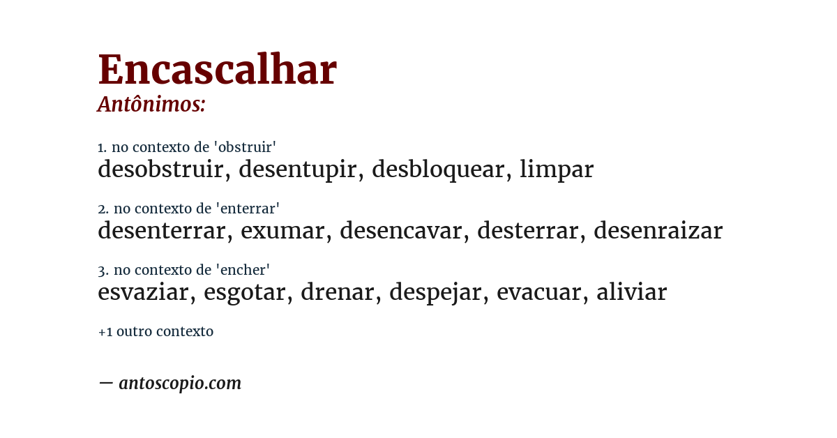 Antônimo de encascalhar