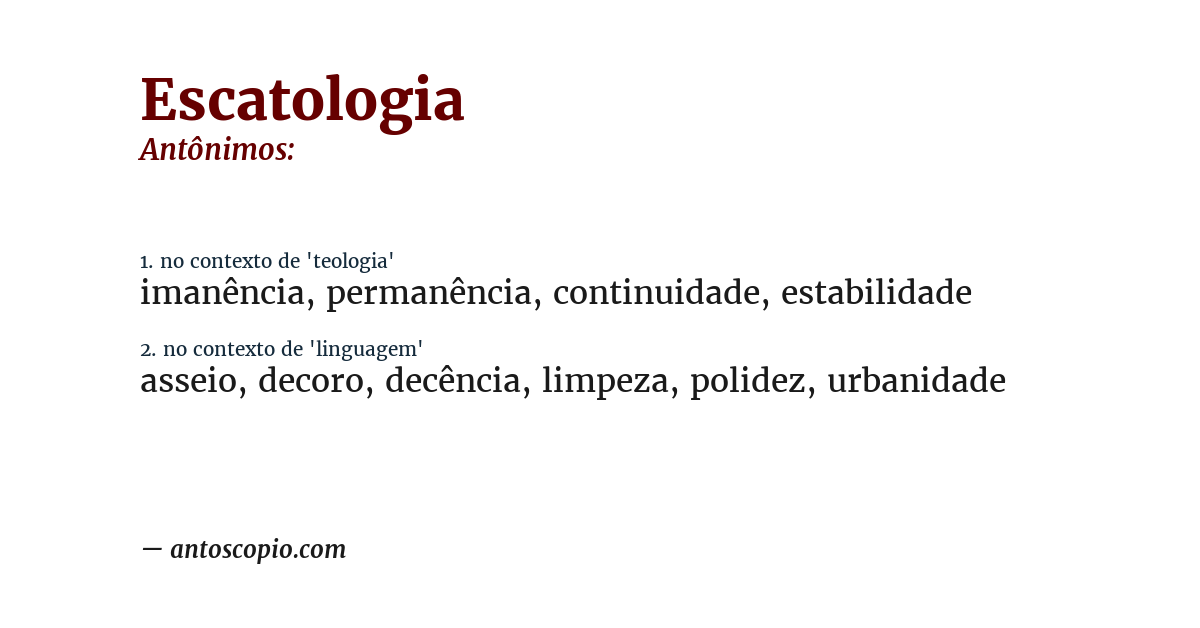 Antônimo de escatologia