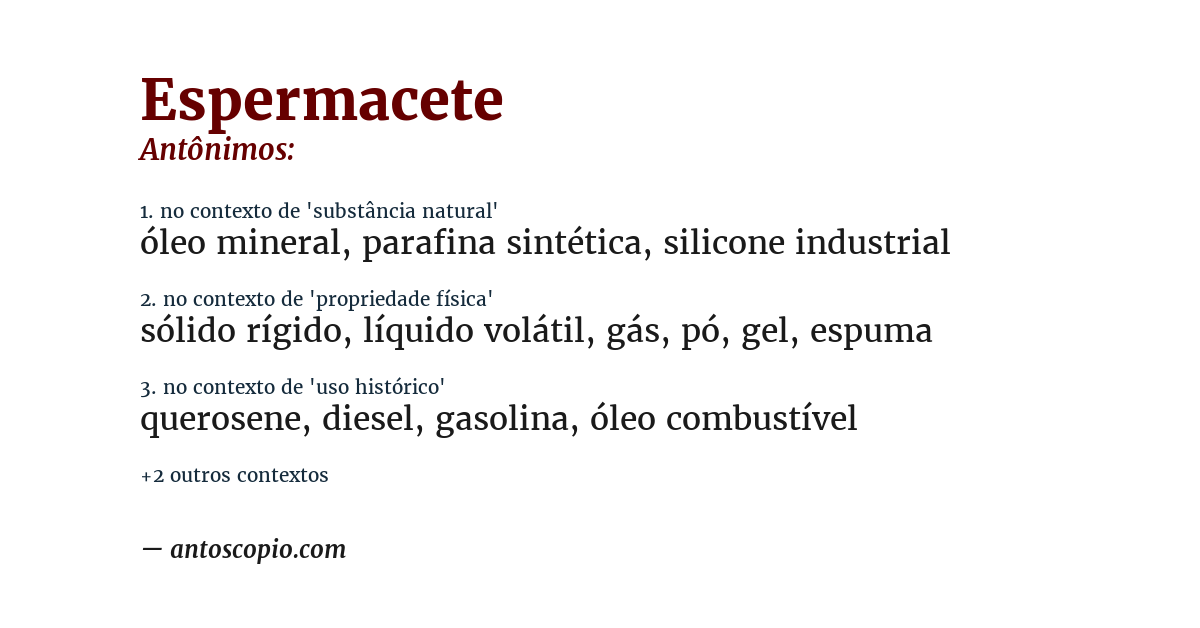 Antônimo de espermacete