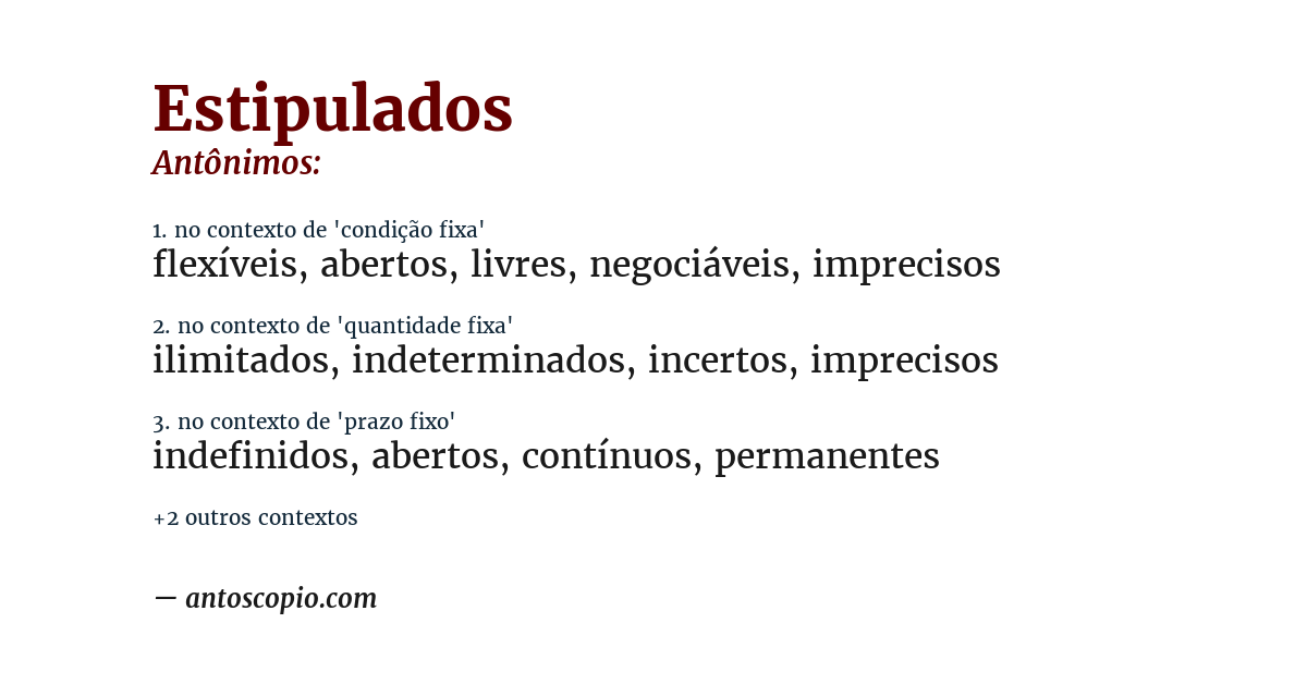 Antônimo de estipulados