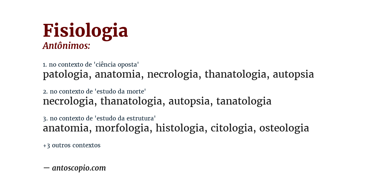 Antônimo de fisiologia