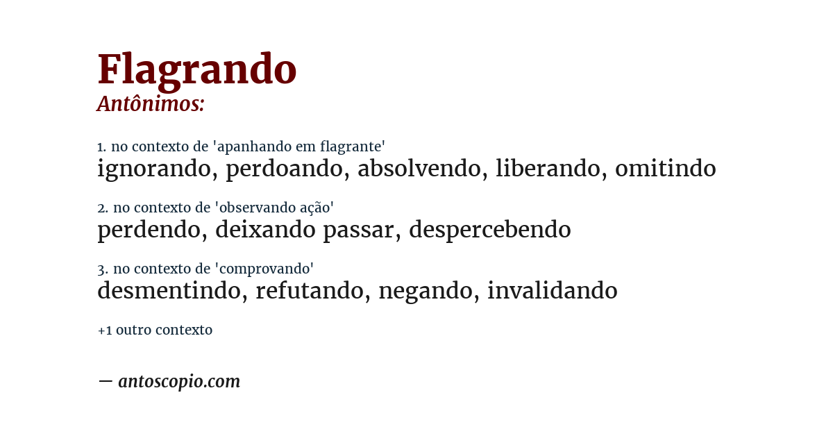 Antônimo de flagrando