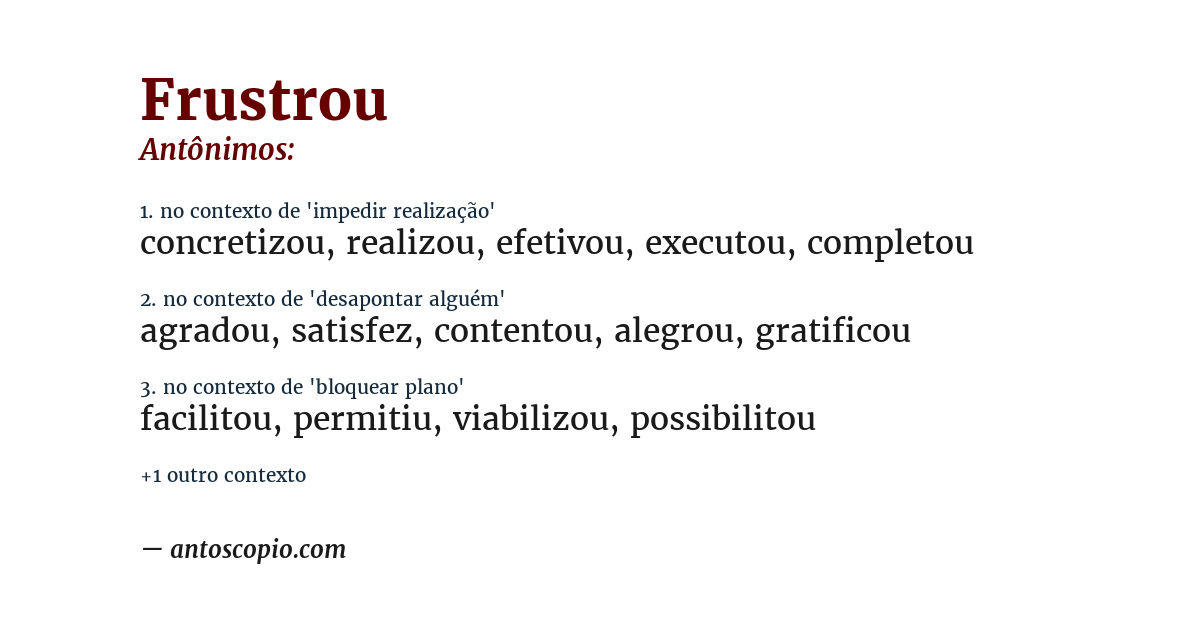 Antônimo de frustrou