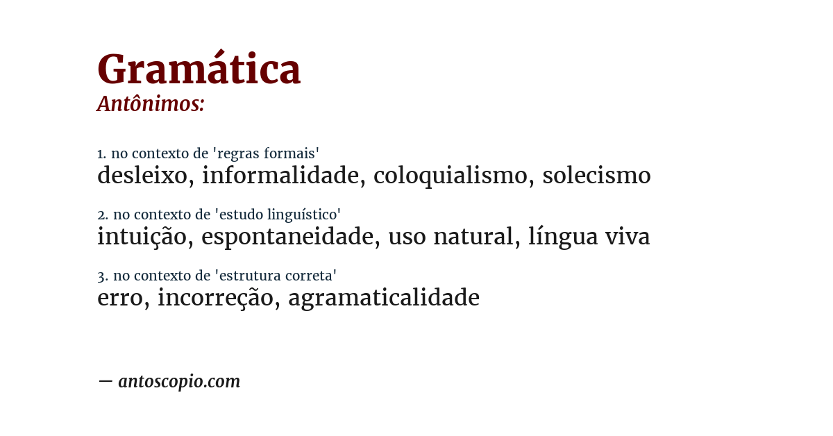 Antônimo de gramática