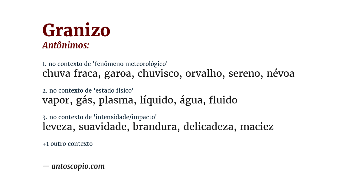 Antônimo de granizo