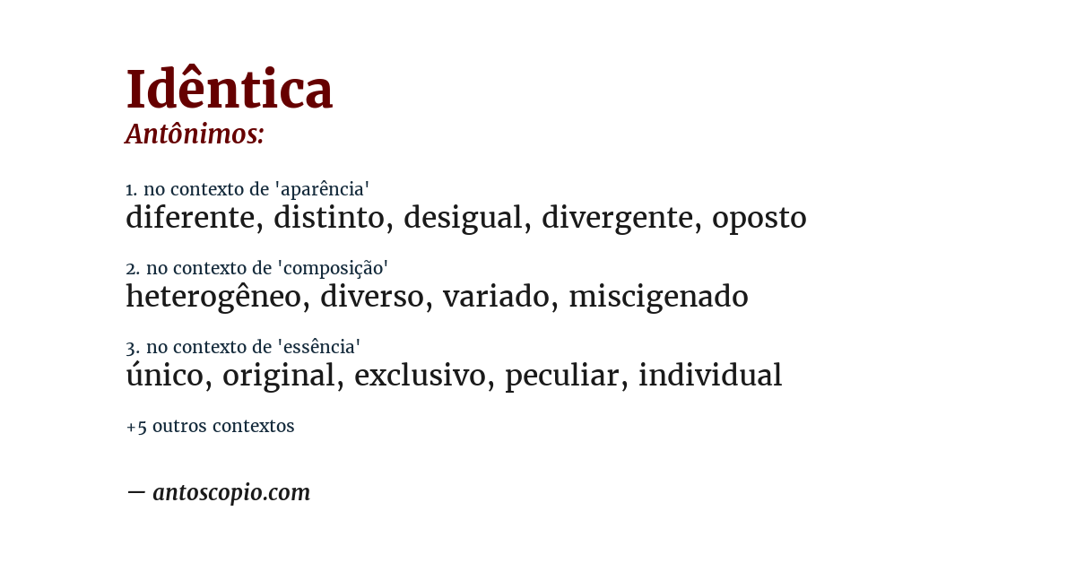Antônimo de idêntica