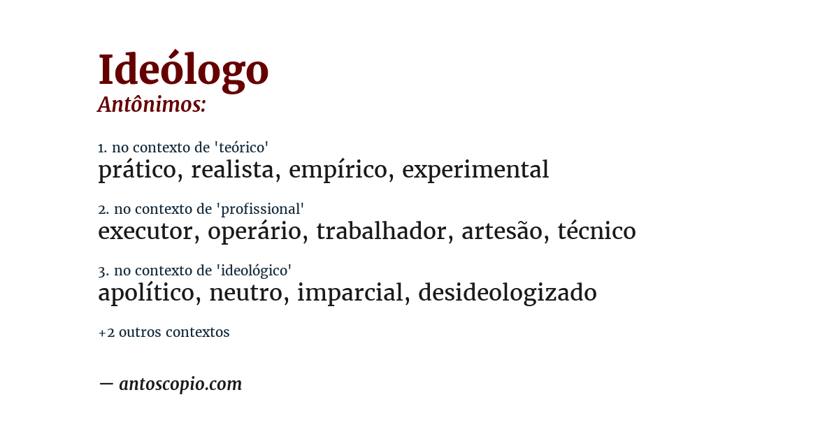 Antônimo de ideólogo
