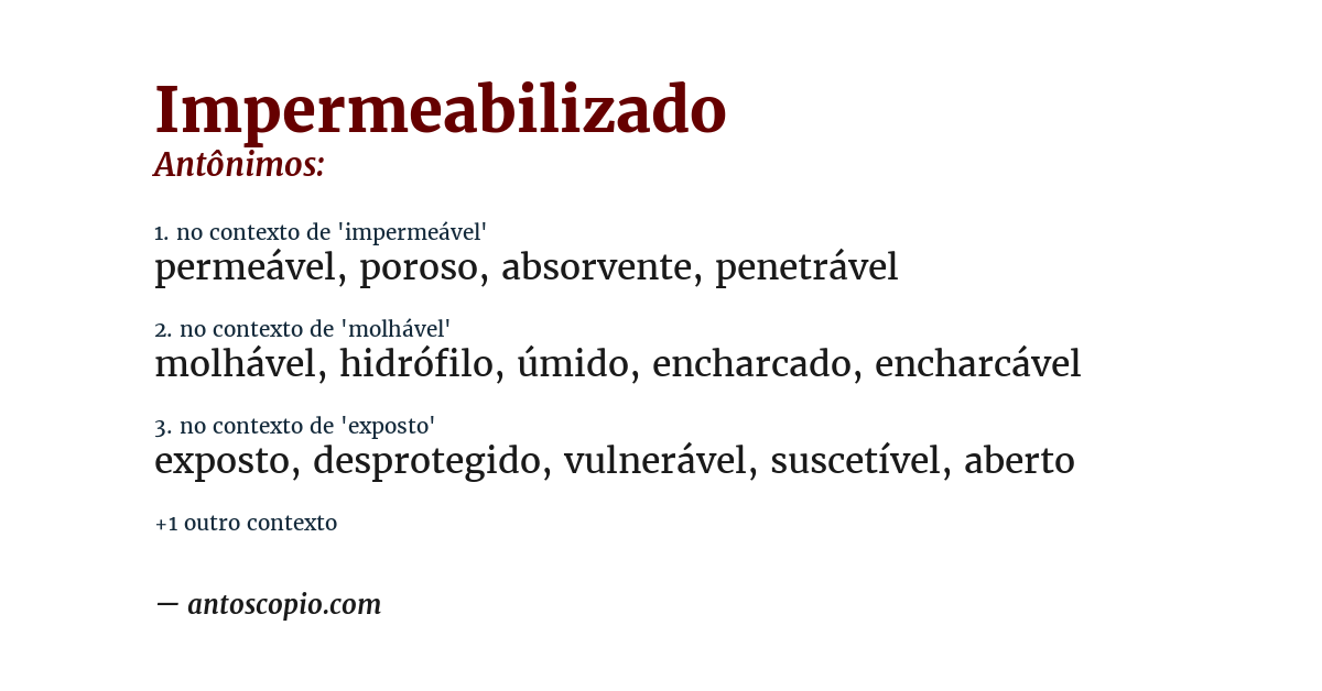 Antônimo de impermeabilizado
